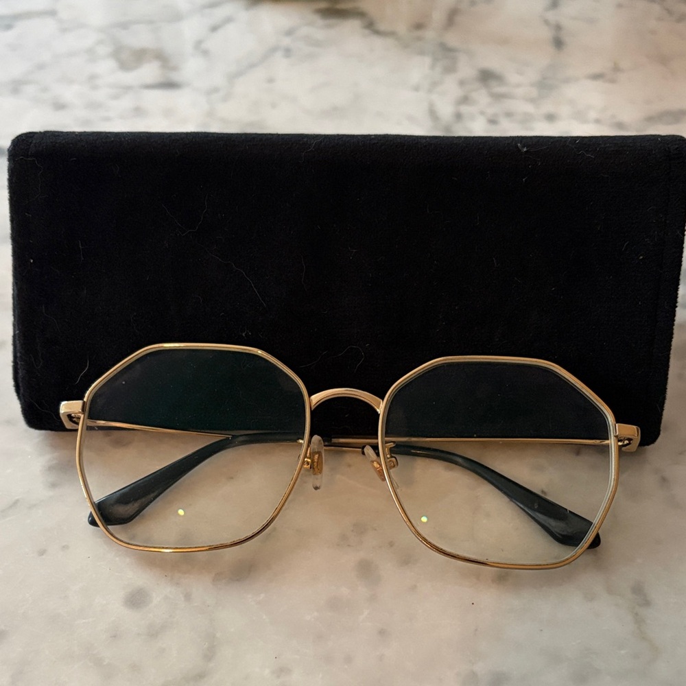 Vintage Classic Gold Geometric Metal Frame Glasses